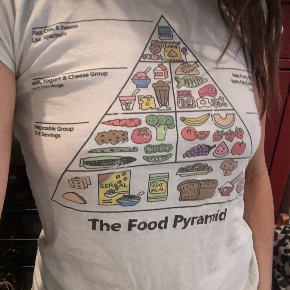 Food pyramid graphic tee-shirt.